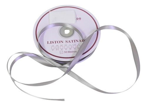 Listón Satinado Económico Satinado 2 Caras 1cm Con 50 Metros Color Gris Claro Lisa