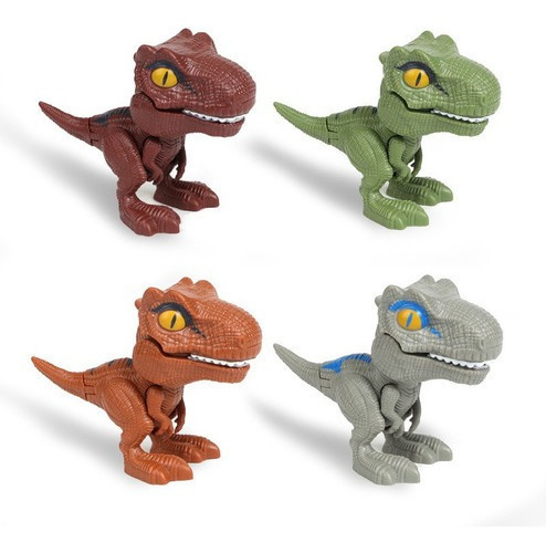 Dinosaurio Rex Gris Juguete Niños Huevo Sorpresa X 4 Pcs