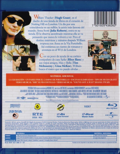 Un Lugar Llamado Notting Hill Julia Roberts Pelicula Blu-ray