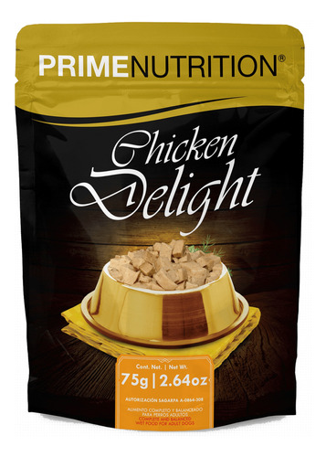 Alimento Húmedo Prime Nutrition Chiken Delight 75g (20 Pzas)