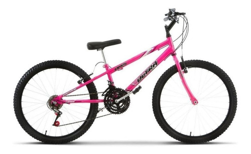 Bicicleta  de passeio Ultra Bikes Bike Rebaixada Aro 24 18 Marchas freios v-brakes cor chrome line pink