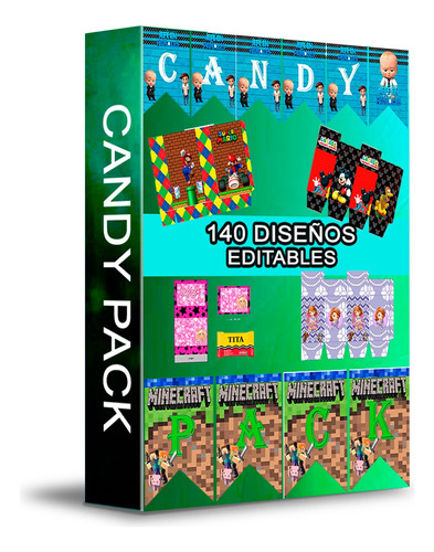 Mega Pack Candy Bar Para Imprimir 140 Tematicas, Candy Bar