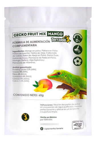 Gecko Fruitmix Mango 60g - Terraria - Alimento P/ FrugĂvoros