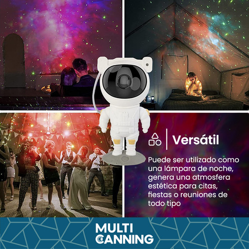 Lámpara Astronauta Proyector Luz Noche Estrellas Galaxia