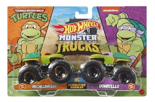 Imagem 1 de 4 de Carrinho Hot Wheels Monster Trucks Michelangelo Vs Donatello