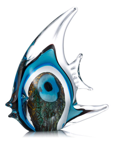 Artesanía De Vidrio, Escultura Azul, Arte Tropical De Vidrio
