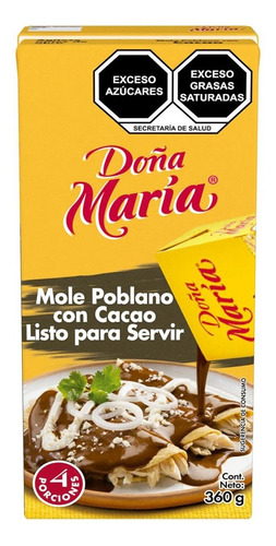 Mole Doña María Poblano Con Cacao Listo Para Servir 360g