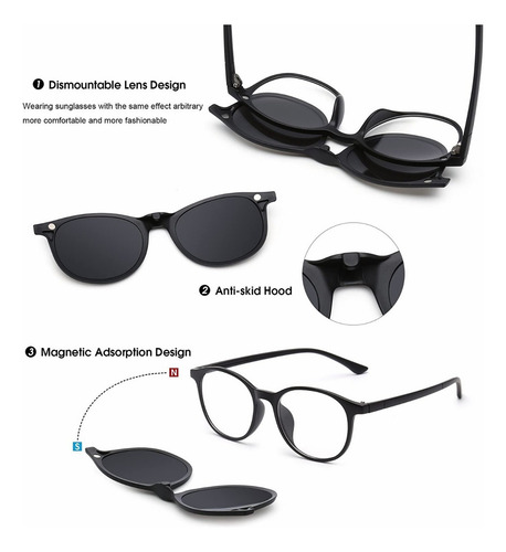 M Gafas De Sol Polarizadas Con Clip Magnético De Moda