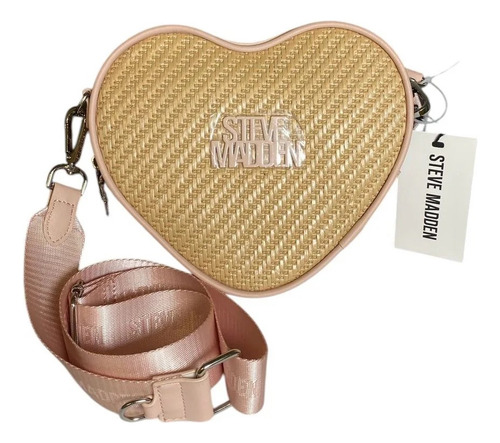 Bolso Crossbody Steve Madden Sintético Rosa Acabado De Los Herrajes Níquel Color Beige Diseño De La Tela Tejido