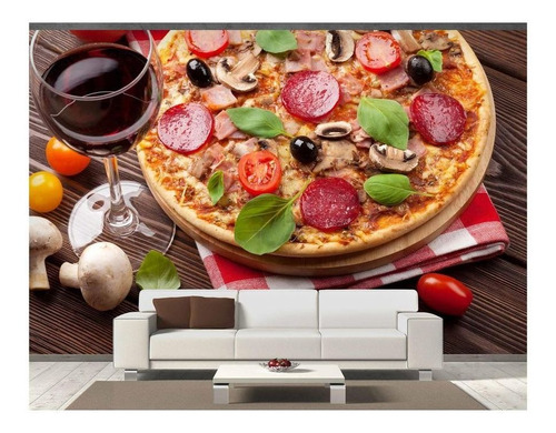 Adesivo De Parede Rodízio Pizza Gourmet 3d 10m² Al145