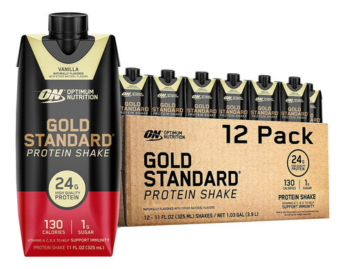 On Gold Standard Shakes De Proteína Sabor Vainilla 12 Pack