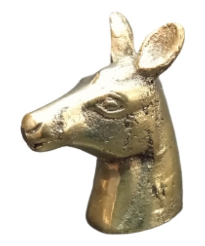 Cutelaria Adaga Faca Cabeça Animal Em Bronze Polido Mula