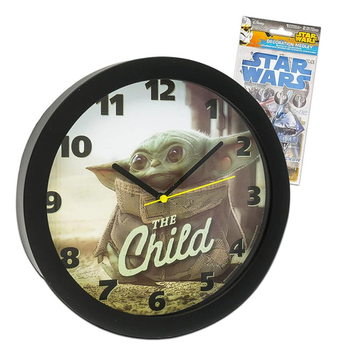 Star Wars Bundle Baby Yoda Wall Clock For Kids Adults Bundle