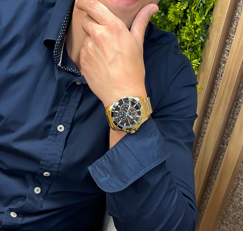 Relógio Technos Masculino Dourado 6p27duv/1p Dourado Dourado Preto