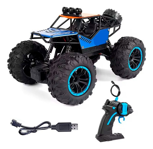 Auto Camioneta Radio Control Remoto 4x4 Monster Truck Alumin Azul Auto