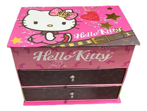 Hello Kitty Joyero Con Espejo Y 3 Compartimentos Color Kitty Corona Cafe