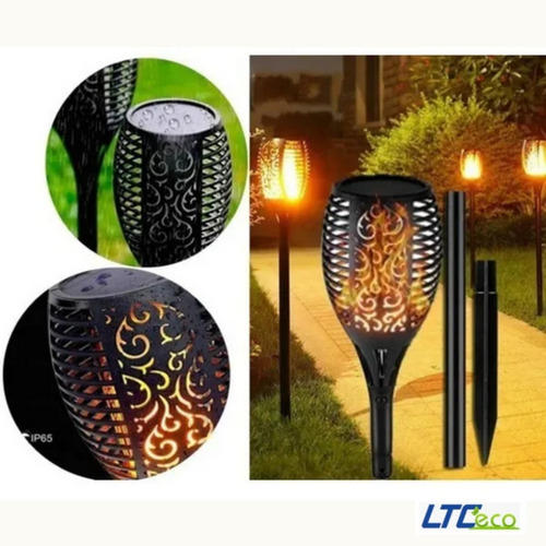 Imagen 5 de 9 de Estaca Solar De Led Lampara Efecto Llama Antorcha Jardin