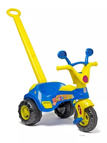 Kit Triciclo Velotrol Infantil Blue Music +Motoca Blue Music