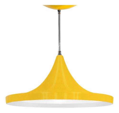 Luminária Chapeu 36cm Diâmetro X 18cm Altura Cor Amarelo x Branco