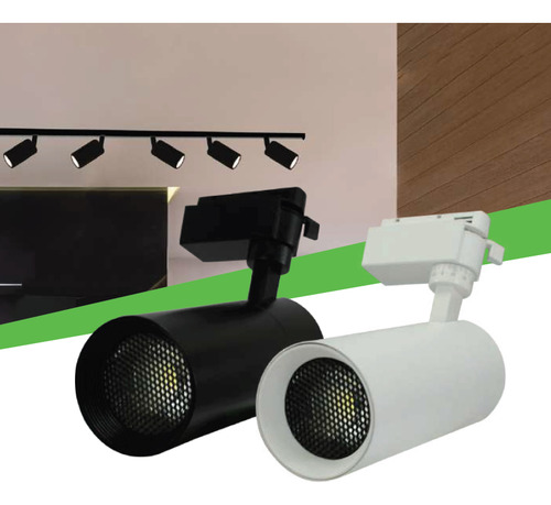 Lampara Spot Led Dirigible Con Riel 1m 7w 3 Piezas Jwj Negro