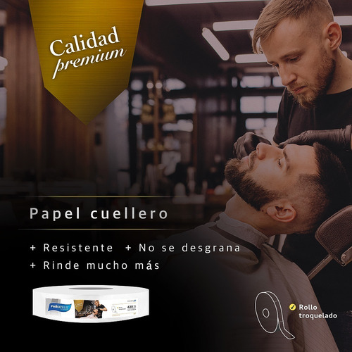Imagen 2 de 2 de Papel Rollo Cuello Peluqueria Barberia Barbero X430 Uni.
