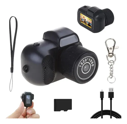 Mini Cámara Digital Con Llavero 1080P Y Pantalla Abatible De 1.47'' - Incluye 64GB Y Luz De Relleno