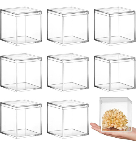 8 Piezas De Plástico Acrílico Transparente Cubo Cuadr...