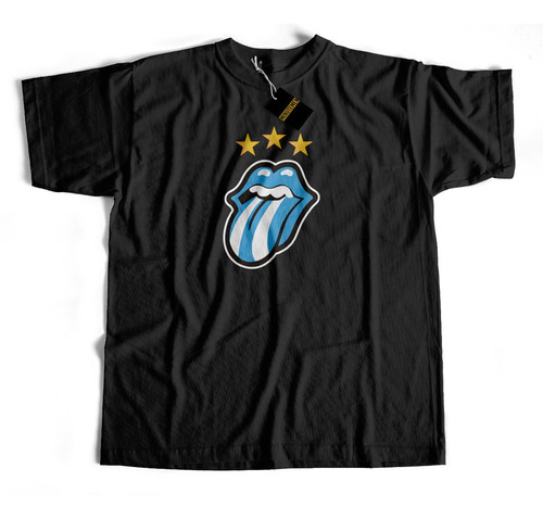 Remera Argentina 3 Estrellas Lengua Rolling Stones Afa