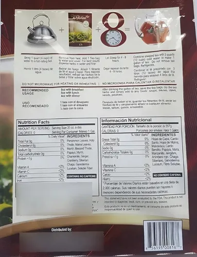 Té Divina Detox Pérdida De Peso (4 Sobres) Reto 28 Dias