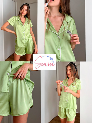 Pijama De Seda Estampado Mujer Verano Suave Selene