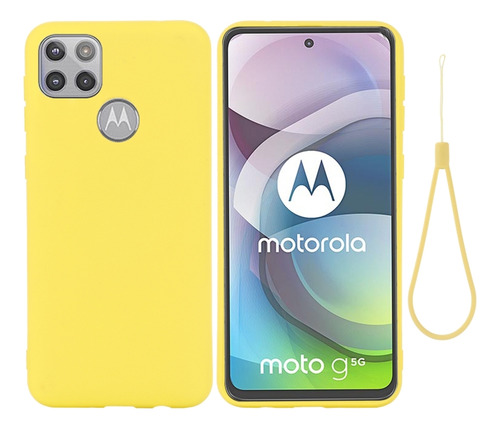 Funda De Silicona Líquida Amarilla Para Motorola Moto G 5g