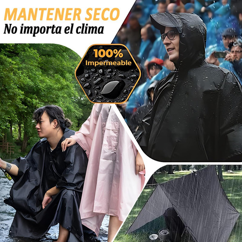 Poncho De Lluvia 3 En 1, Impermeable Resistente For Hombre,