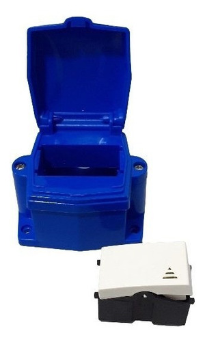 Caja Capsulada Azul 1 Modulo Azul + Interruptor Blanco 