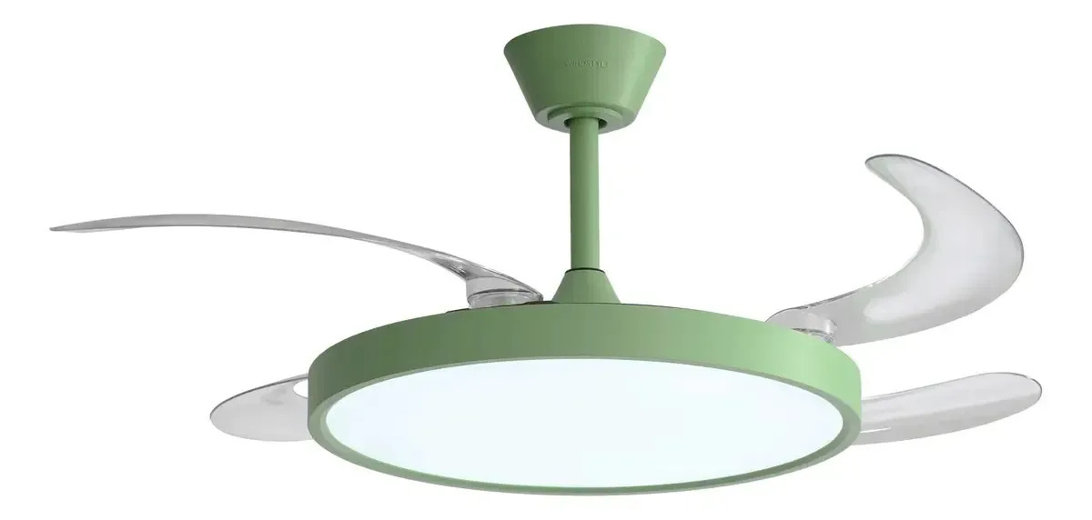 Ventilador De Techo Retractil Windstyle Nauru 42 Luz Led 1.067 M Verde Transparentes Plástico 4