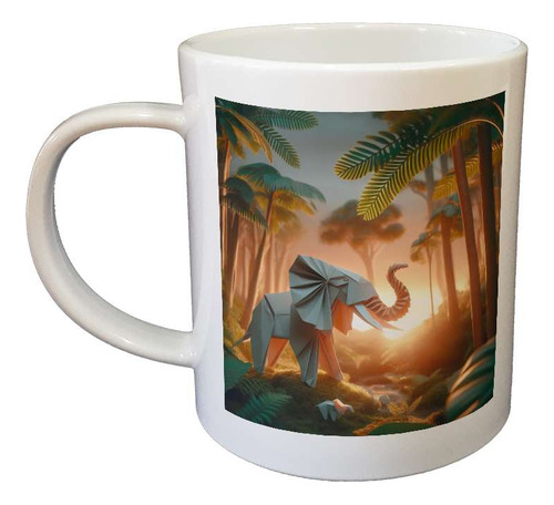 Taza Plastico Elefante Origami Selva Fuerza Fortuna