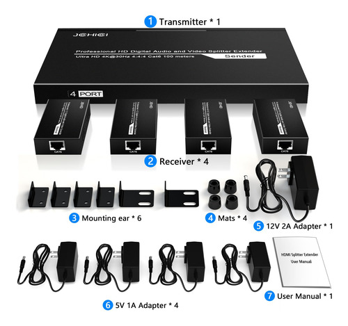 Divisor Extensor Hdmi 1 X 4, Jchici 4k@30hz 100m(328fts)