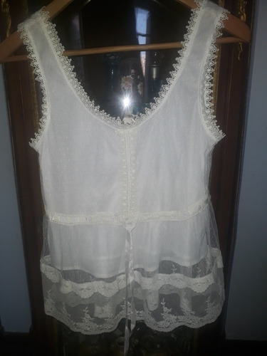 Musculosa Tul Encaje Puntillas De Dama Talle S