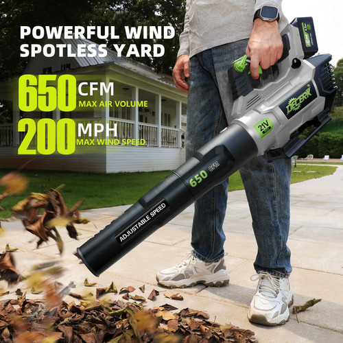 Leaf Blower Decerk Elétrico Sem Fio De 21 V Com 2 Baterias D