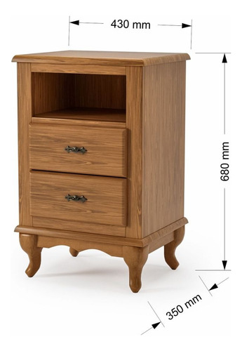 Mesa De Cabeceira Clássico Luiz Xv 2 Gavetas Nicho Bebê Cama