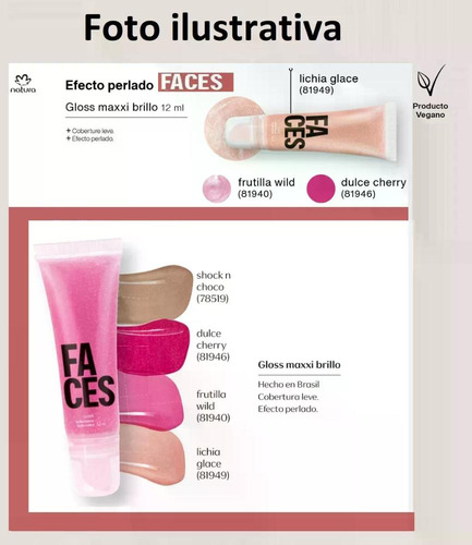 Gloss Labial Maxxi Brillo Dulce Cherry Faces 12 Ml Natura