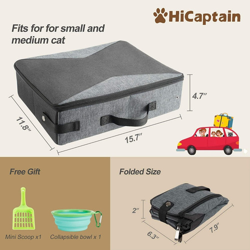 Imagen 2 de 5 de Arenero Plegable Portátil Impermeable Para Gato