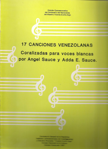 17 Canciones Venezolanas Para Voces Blancas (música Coral) (Usado)