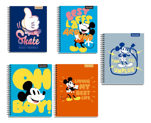 Pack 5 Cuadernos Universitario Mickey Mouse Disney 100 Hojas