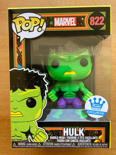 Funko Pop! Hulk Black Light! #822! Funko Shop Excl! Marvel