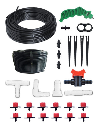 Kit Riego Por Goteo Flujo Regulable 0 A 70 Lph 200 Goteros 