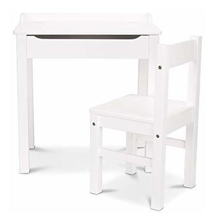 Set De Escritorio Y Silla Para Niños Madera Acabado Blanco