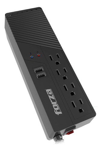 Regulador De Voltaje Forza 1000va/500w Con 4 Tomas + 2 Usb