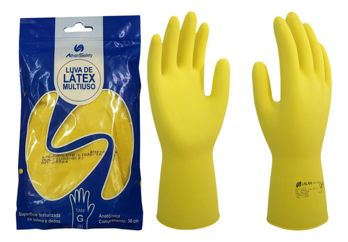 Kit 12 Pares Luva Latex Multiuso Limpeza Amarela Reforçada 