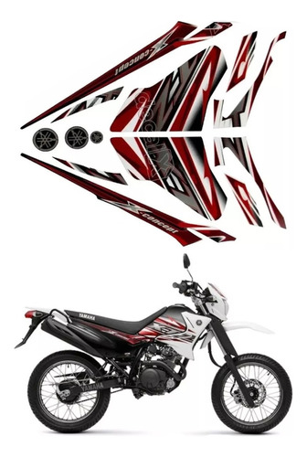 Kit Adesivos Faixa Para Moto Xtz 125x 2014 Branca 13425 Cor Vermelho-preto