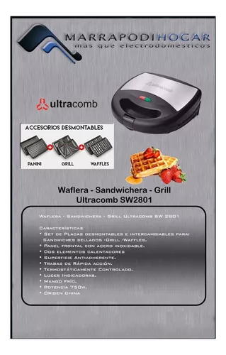 Sandwichera Eléctrica 3 en 1 SW-2801 - Ultracomb